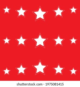 Set of white stars on red beckground, Stars rating. Five stars rating review. Vector,