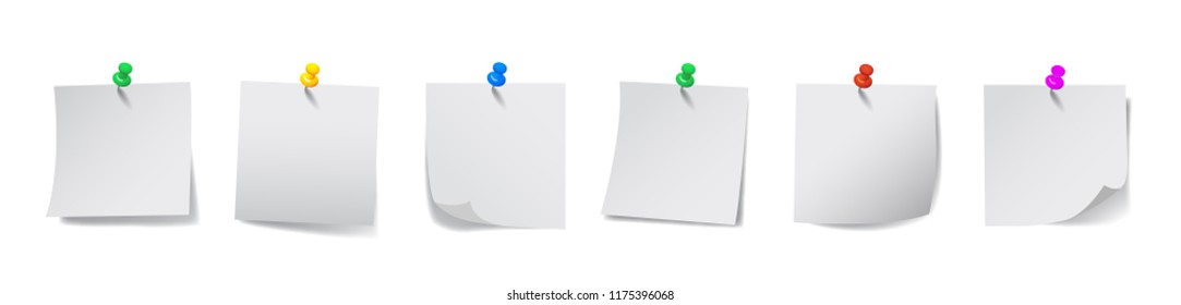 Set white sticky papers - stock vector