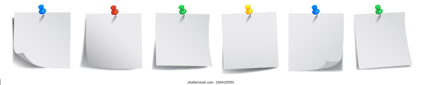 Set white sticky papers - vector