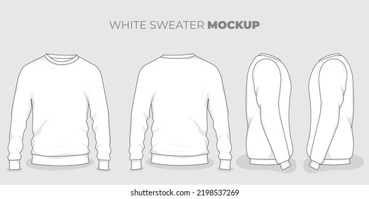 Set Of White Sweater Mockup Design For Sweater Product Advertising Design