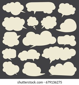 Set of white talking bubbles. Cloud bubbles.