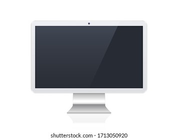 Set of White Technological Devices with Blank Black Screen on Background . Isolated Vector Elements
