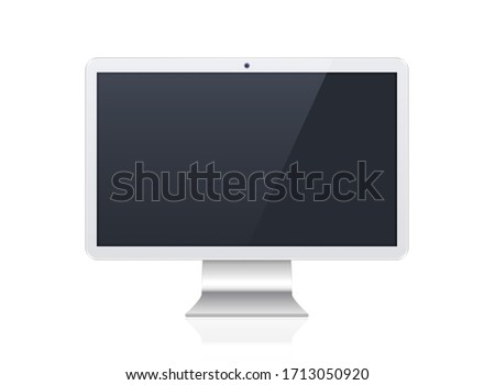 Set of White Technological Devices with Blank Black Screen on Background . Isolated Vector Elements
