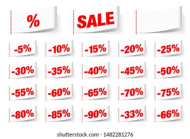 Set Of White Textile Labels Sale With Seam