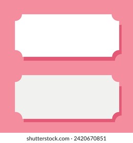 Set of white ticket templates on pink background