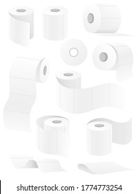 Set of white toilet paper flat vector illustration isolated on white background