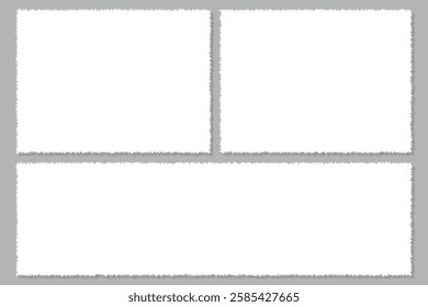 set of white torn paper sheets with isolated realistic shadow effect, collection of ripped paper strip elements. design for social media banner background. vector illustration eps 888.