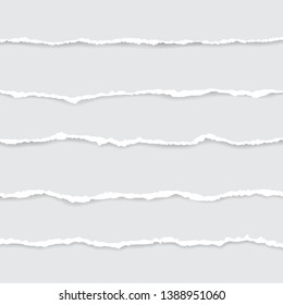 set of white torn paper. vector illustration with shadows 