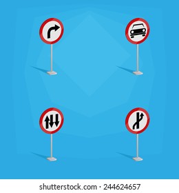 a set of white traffic signals on a blue background