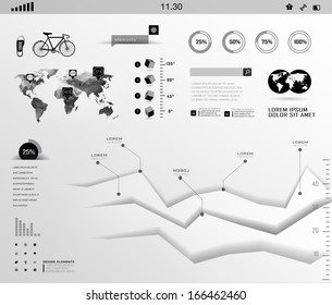 Set white transparent and shadow elements  of infographics. Modern elements of info graphics. Information Graphics. 