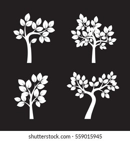 Set White Trees. Vector Illustration.