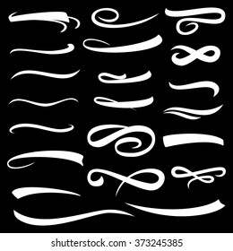 Set of White Underline Lettering Lines Isolated on Black Background For Your Design. Vector illustration