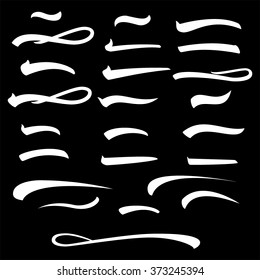 Set of White Underline Lettering Lines Isolated on Black Background For Your Design. Vector illustration