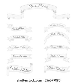 Set of white vector banner ribbons. Eps 10. 