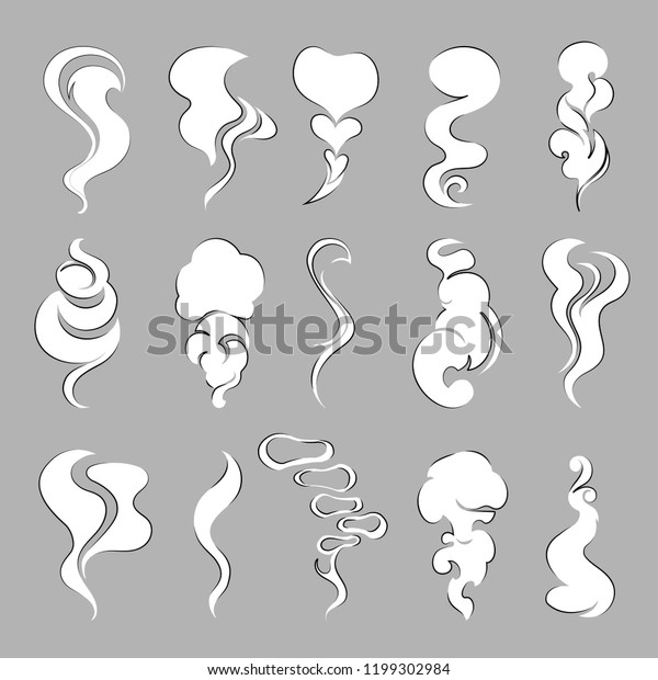 Set White Vector Decorative Silhouettes Smoke Stock Vector (Royalty ...