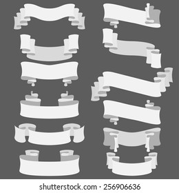 set of white vector ribbons, design elements