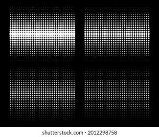 Conjunto de fondo de puntos de círculo de semitono de gradiente vertical blanco. Plantillas horizontales que utilizan un patrón de puntos de semitono. Ilustración del vector