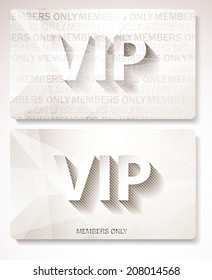 Set of white Vip cards with the abstract background