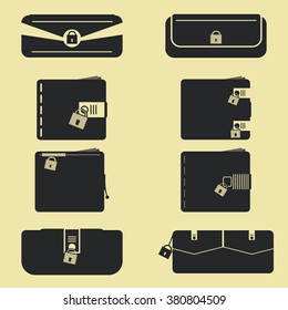 Set of white wallet icon. Vector illustration