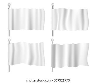Conjunto de banderas ondeando blancas