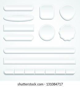 Set of white web buttons. Vector illustration.