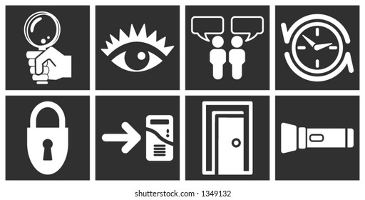 a set of white web icons