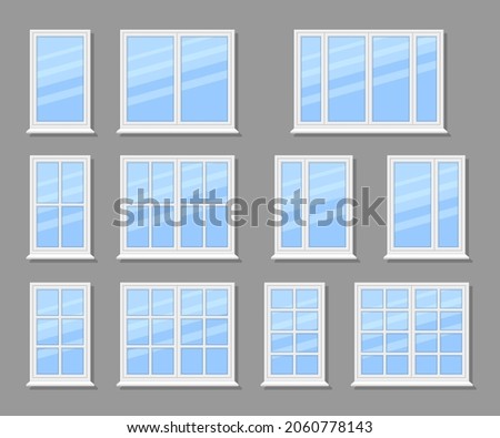 Set of white windows. Vector illustration