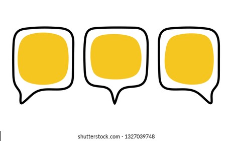 Set of white and yellow speech bubbles