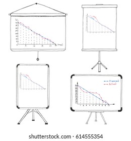 Set whiteboard isolated on white background. Sketch. Vector