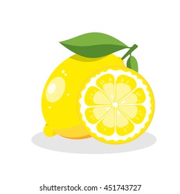 Set of whole and half lemon.