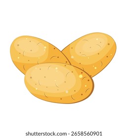 Conjunto de batatas inteiras isoladas sobre fundo branco, desenhadas à mão.