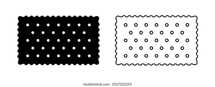 Conjunto de iconos de cracker rectangulares enteros. Galletas dulces o saladas Formas rectangulares. Populares aperitivos crujientes aislados sobre fondo blanco. Vector ilustración gráfica.