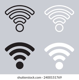 Set of Wi Fi icon. Wireless icon sign symbol in trendy flat style. Wifi vector icon illustration isolated on gray background