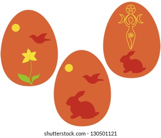 Set of Wiccan Vernal equinox sabbath, or Ostara eggs