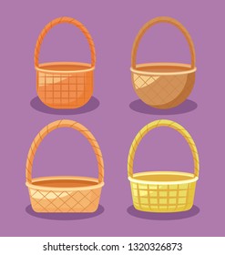 set of wicker baskets