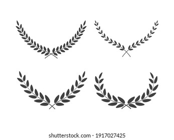 Set of wide laurel wreaths vectors of different shapes isolated on white background