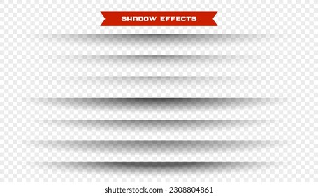 set of wide linear shadow on transparent background design vector