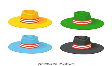 Set of wide-brimmed hat vector illustration	