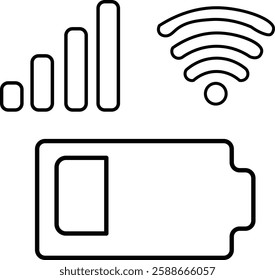 set wifi battery data icon vector