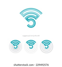 set of wifi connection icons and radio waves. vector web design 