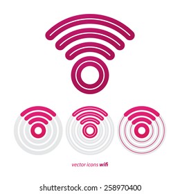 set of wi-fi connection icons and radio waves symbol. vector web design 