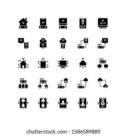 Set of wi-fi connection use glyph style icon - vector