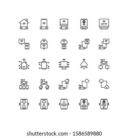 Set of wi-fi connection use outline style icon - vector