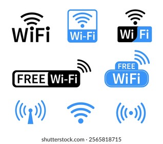 Set of wifi icon isolated on white background. Wireless and Network. Vector illustration