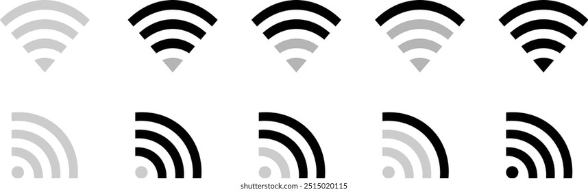 Conjunto de iconos de WiFi, indicador de nivel de señal WiFi, señal de bajo nivel, Ilustración vectorial.