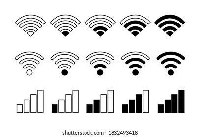 Set of wi-fi icons. Collection Wi fi for phone, computer and devices.