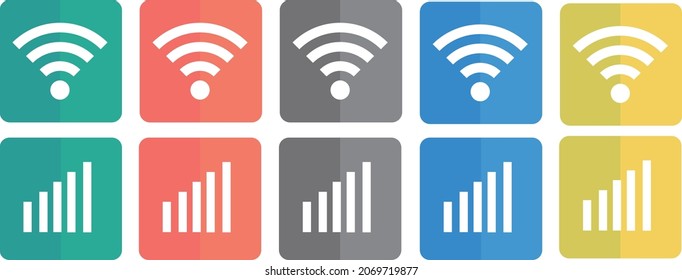 Un conjunto de iconos wifi y un conjunto de iconos de conexión.