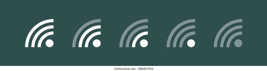 Set of Wifi Icons for Interface Design. Wireless wi-fi hotspot signal sign, icon, symbol. Simple Signal Icon isolated on Green Background. Flat Vector Icon Design Template Element.