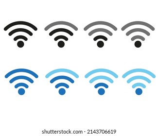 Set of wifi icons with signal level. Suitable for smartphone design element. Vector illustration