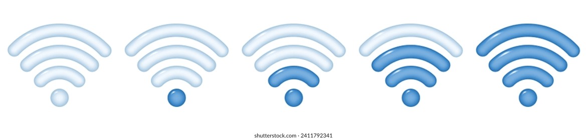 Set of Wi-Fi icons that show the quality of the connection. Wireless internet signs isolated on a transparent background. Vector illustration.